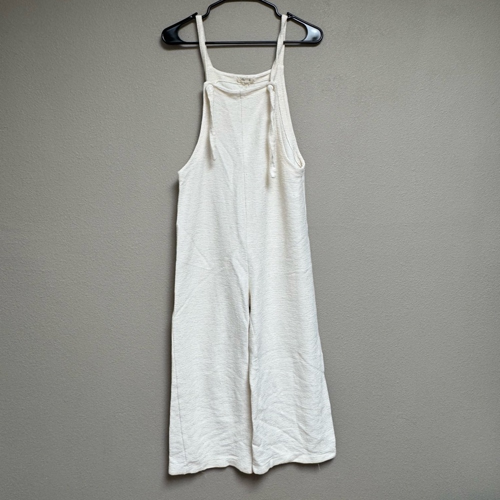 Madewell Texture & Thread Tie Strap Overalls Ivory